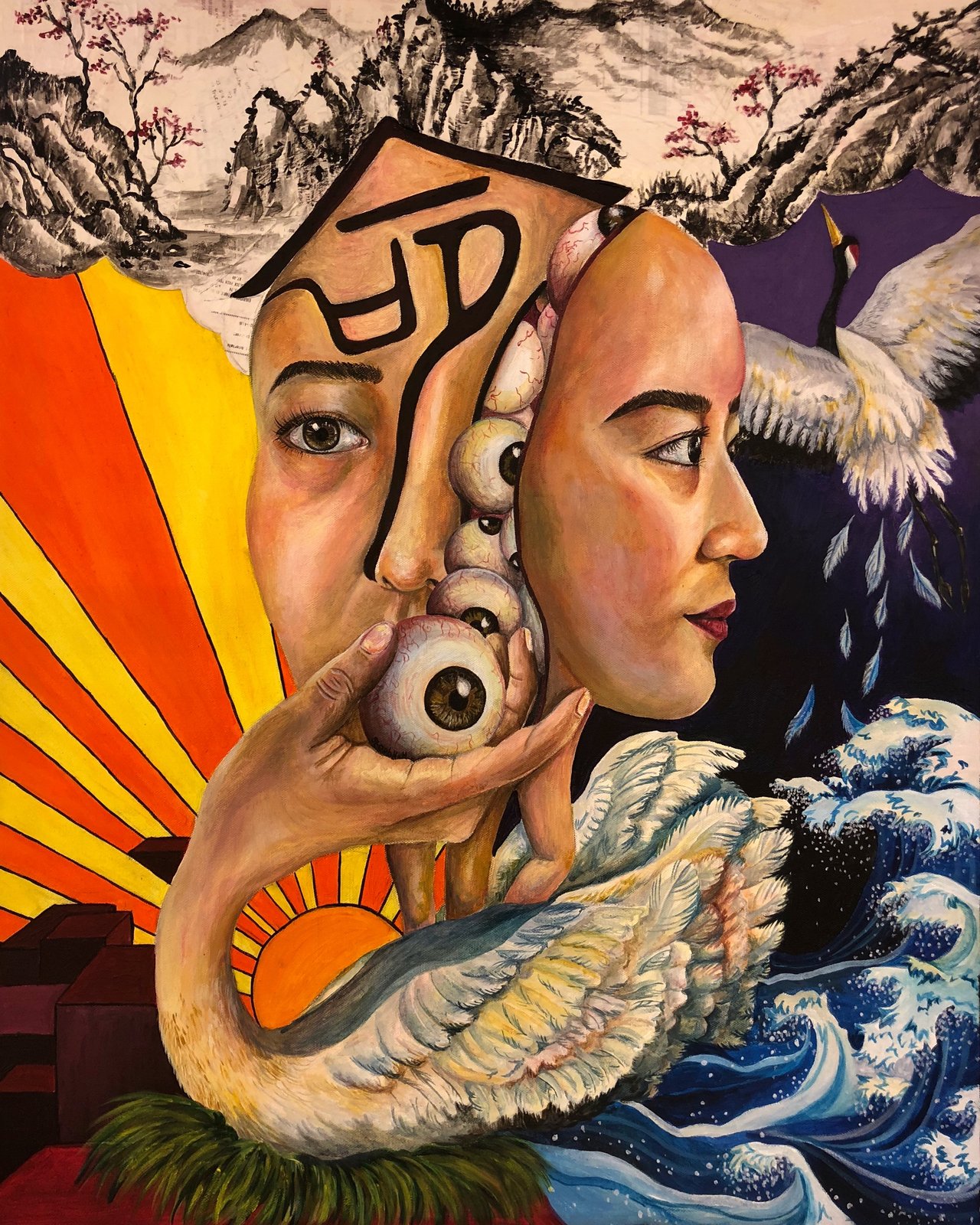 Destiny — surrealist self-portrait acrylic on canvas